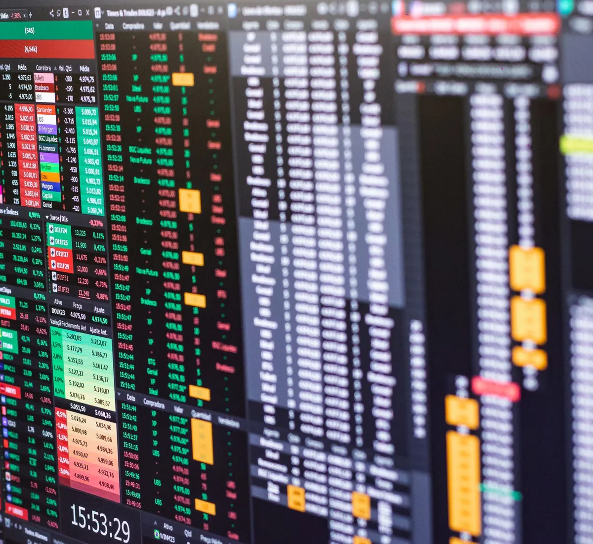 Live market data prices displayed across a trading screen